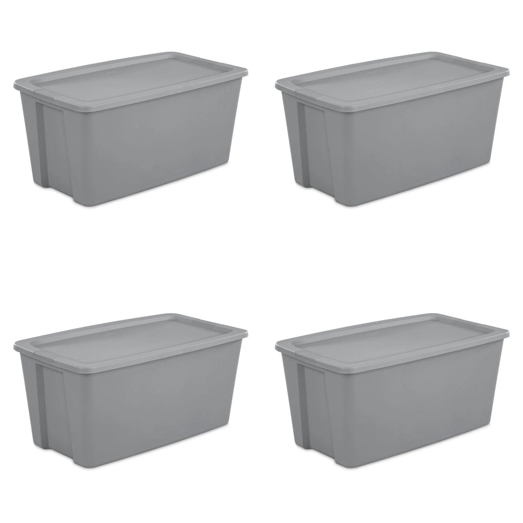 Sterilite 50 Gallon Tote Box Plastic . Titanium . Set of 4
