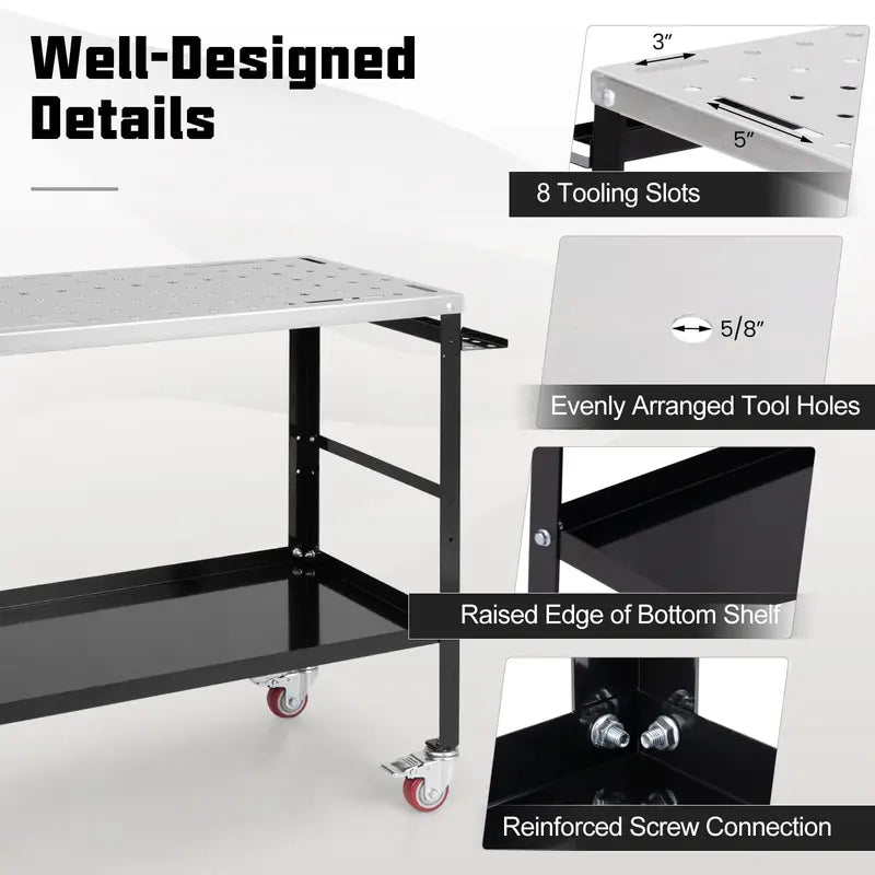GoPlus 36×18-Inch Mobile Welding Table with 1200-Lb Capacity, Tool Rack & Tray