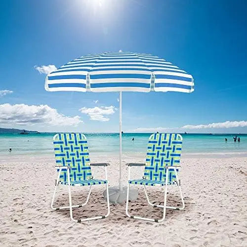 VINGLI Blue Webbed Folding Camping Chair | Patio, Lawn, Outdoor, Beach, Yard, Garden | Set of 2 | Classic