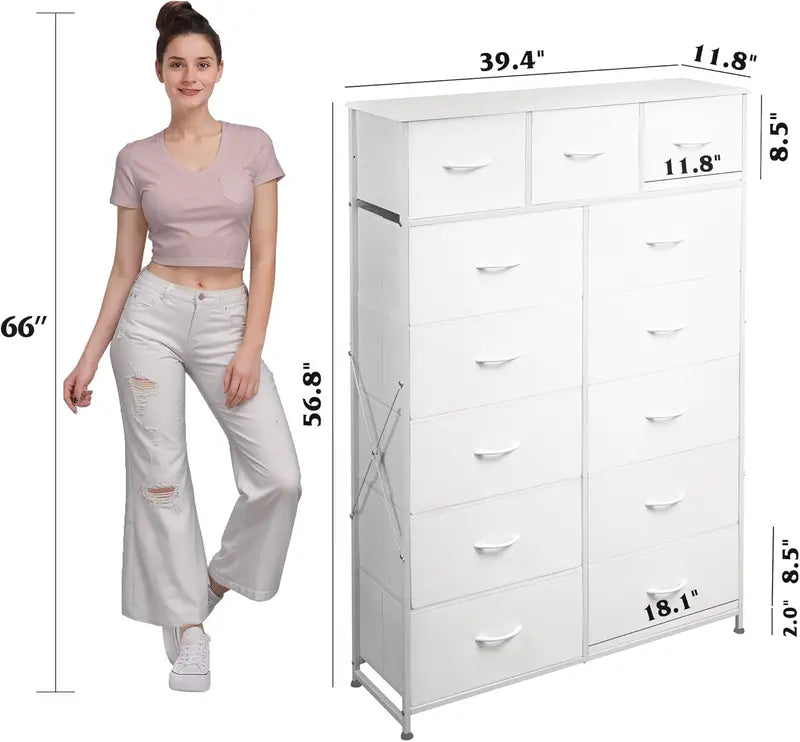 WLIVE 13-Bin Steel Storage Tower – Charcoal Black Tall Organizer with Fabric Bins for Hallway or Home Office