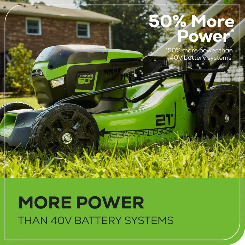 Greenworks 60V 21″ Self-Propelled Cordless Lawn Mower — Includes Two 4.0Ah Batteries & Dual-Port Charger