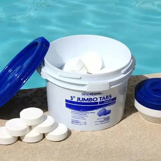 Leslie's Jumbo 3-Inch Chlorine Pool Tablets – 20-Lb Bucket for Extended Sanitization