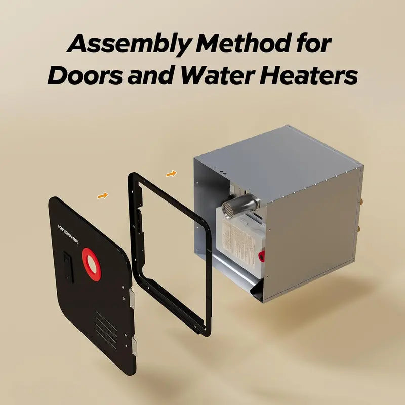 KINGRVER RV Tankless Water Heater Door Kit — 18″ x 18″ Galvanized Steel Replacement Panel (Door Only)