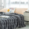 Reversible Textured Throw Blanket – Dual-Sided Bubble-Knit Design
