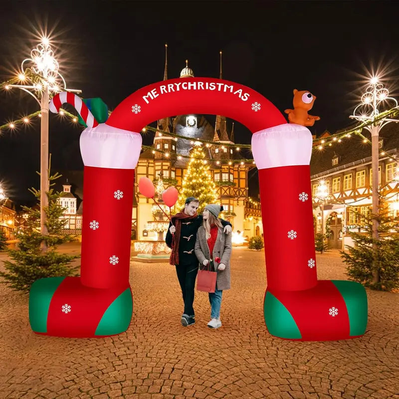 ITEFDTUTNE 12FT Christmas Inflatable Archway, Green Polyester with LED Lights, Outdoor Holiday Yard Decoration