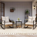 LAUSAINT HOME Oversized Rattan Bistro Set — 3-Piece Outdoor Rocking Conversation Furniture for Patios